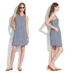 Madewell Sleeveless‎ Striped Fit and Flare Afternoon Dress Cotton Blend Sz XS